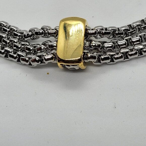 NEW, ELITE JEWELRY STUDIO, TWO-TONE 3 TIER MAGNETIC NECKLACE SM7269 - Picture 5 of 5